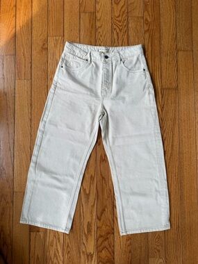 Free People Cream Wide-Leg Jeans